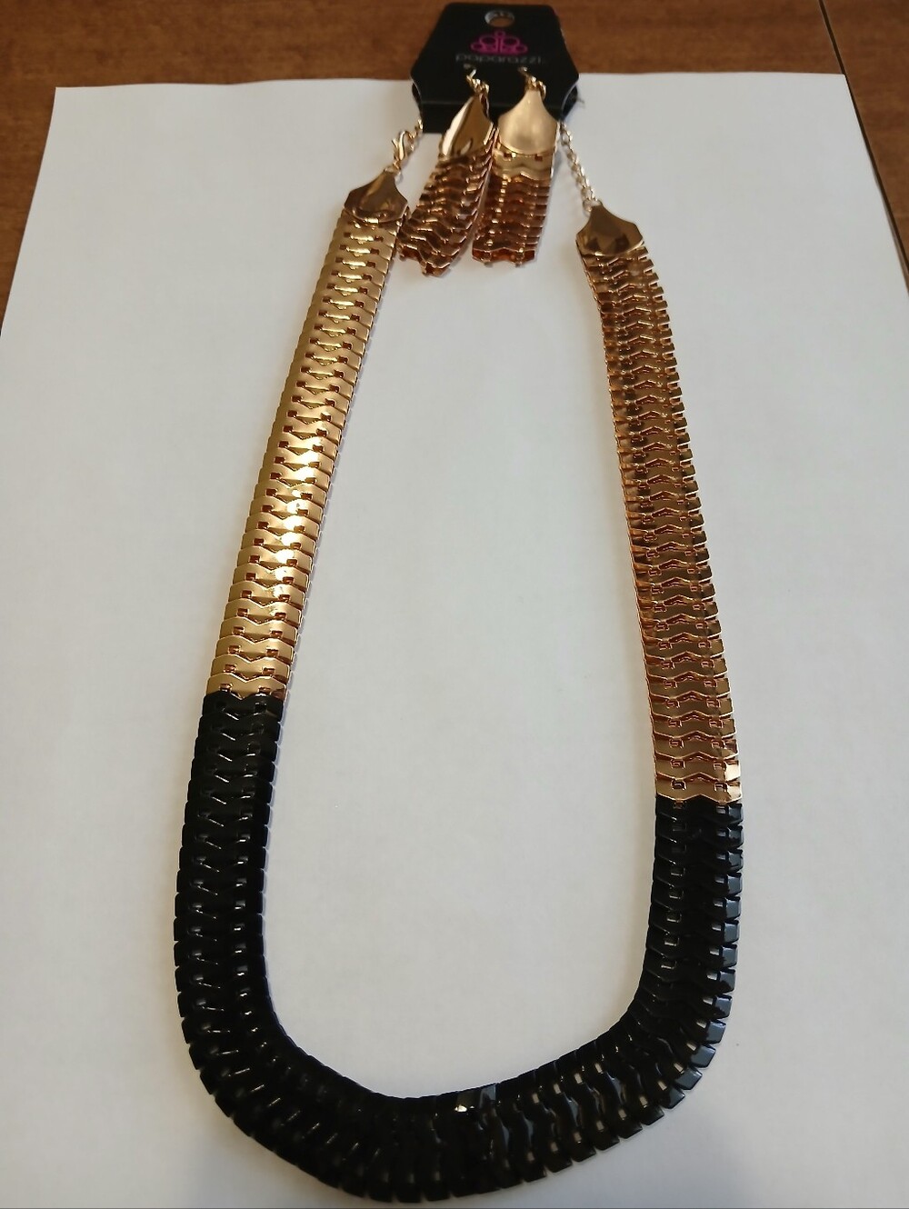 Paparazzi-Gold and Black Statement Necklace - Women Jewelry